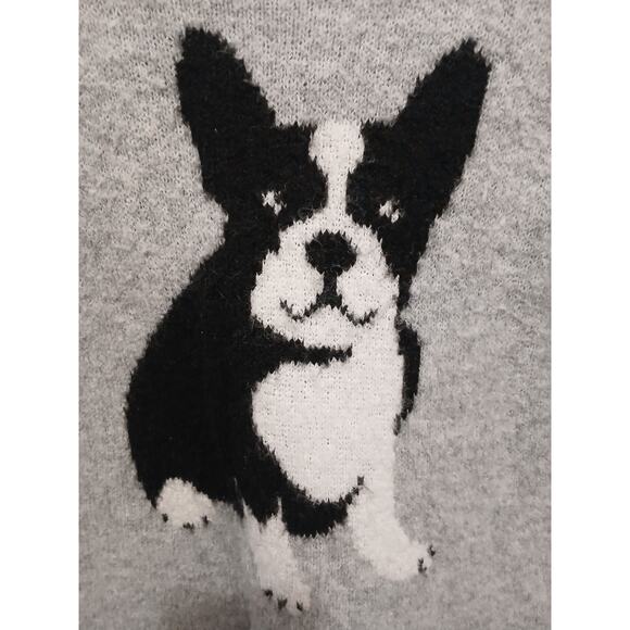 Bulldog Frenchie Dog Sweater Sz S Gray Novelty Long Sleeves Cottage Whymsical - Picture 2 of 10